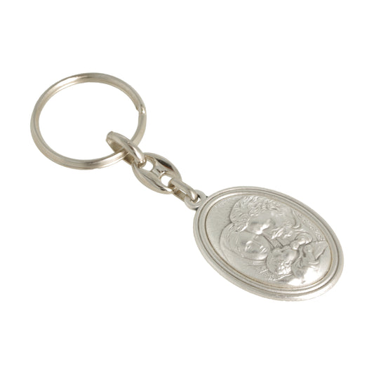 Keychain Schoenstatt Holy Family Silver Oval. Souvenirs from Italy